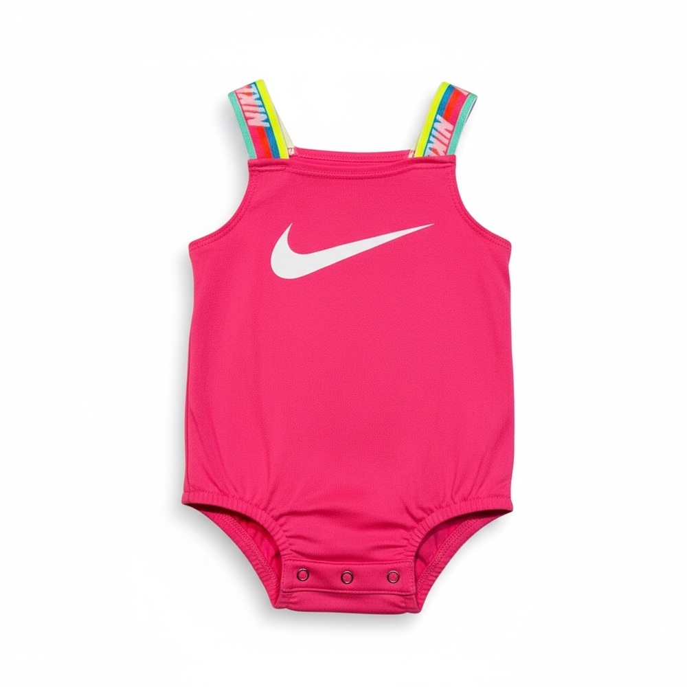 Nike Hot Pink Dri-FIT Baby 3m Swimsuit w Rainbow Straps